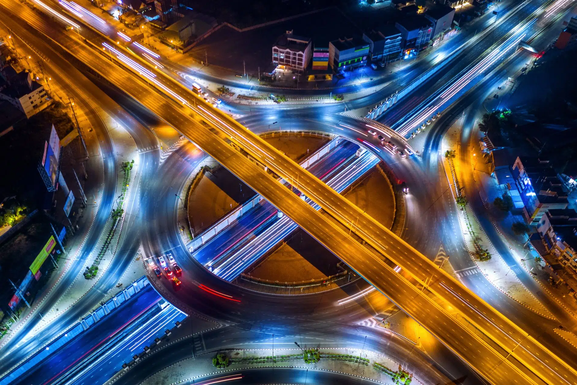 aerial view traffic roundabout highway night scaled